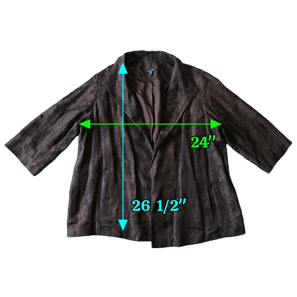 Elegant Eileen Fisher Women's Jacket Size 1X Brown Italian Fabric Comfort Modern